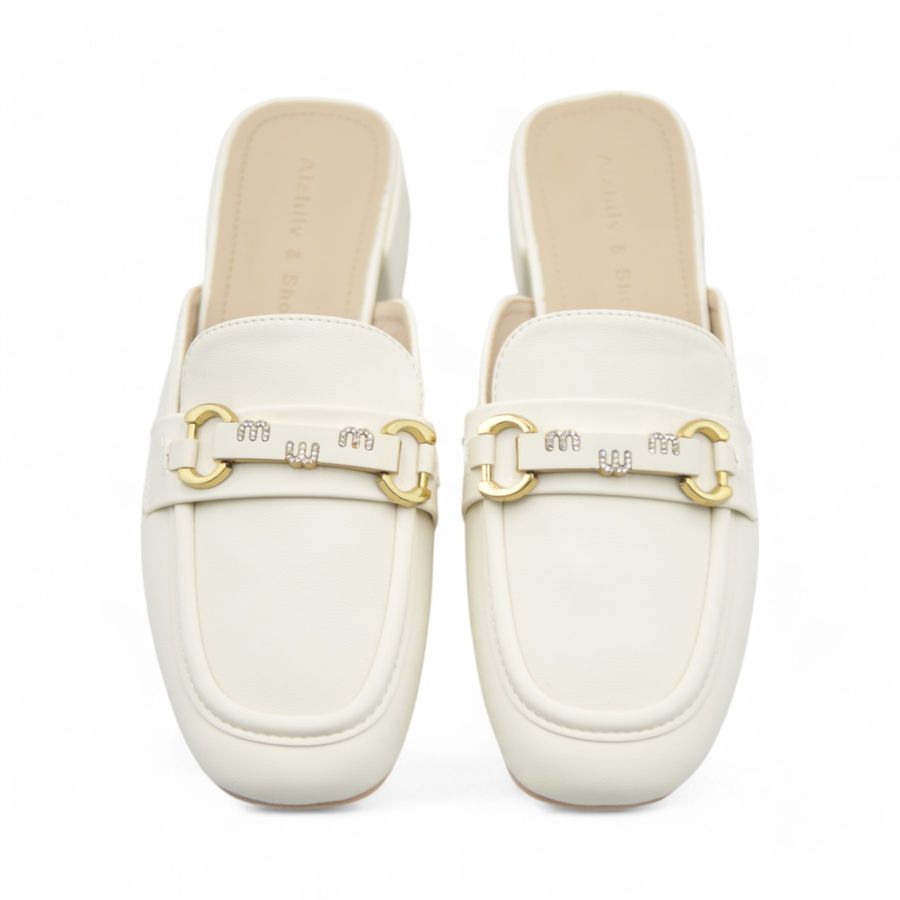 Giày Sục Nữ TGG A6606 Màu Trắng Da Lì Size 38