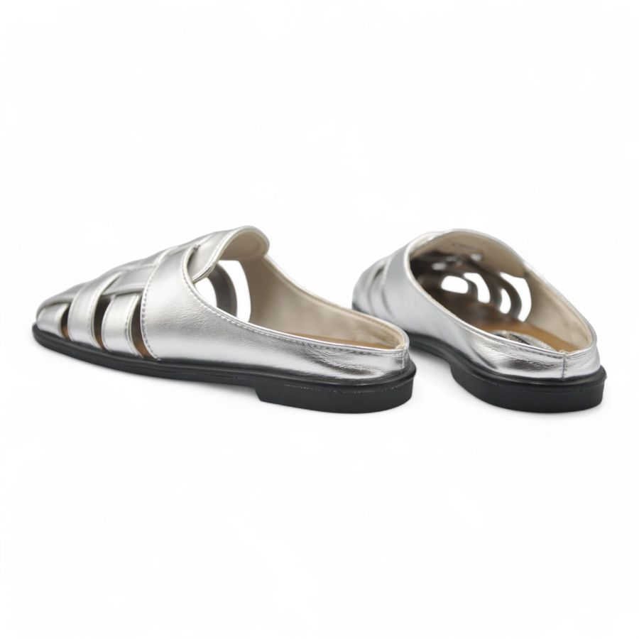 Giày Sục Nữ TGG L1213 Màu Bạc Da Mềm Size 35