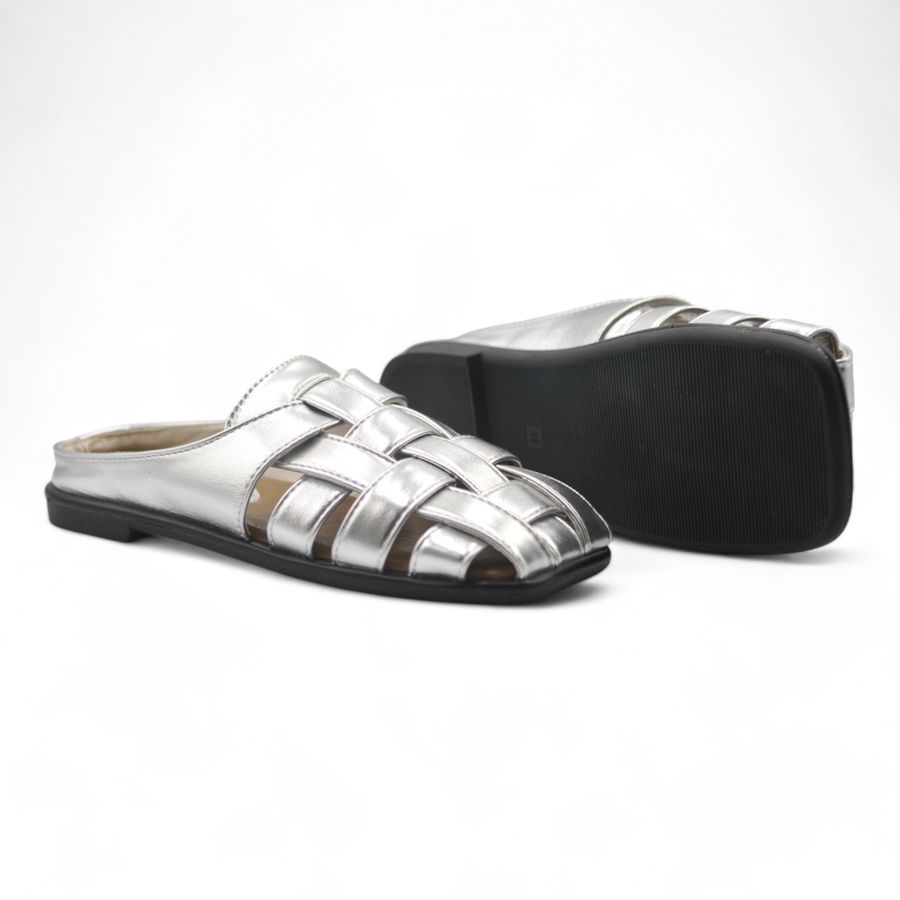 Giày Sục Nữ TGG L1213 Màu Bạc Da Mềm Size 36
