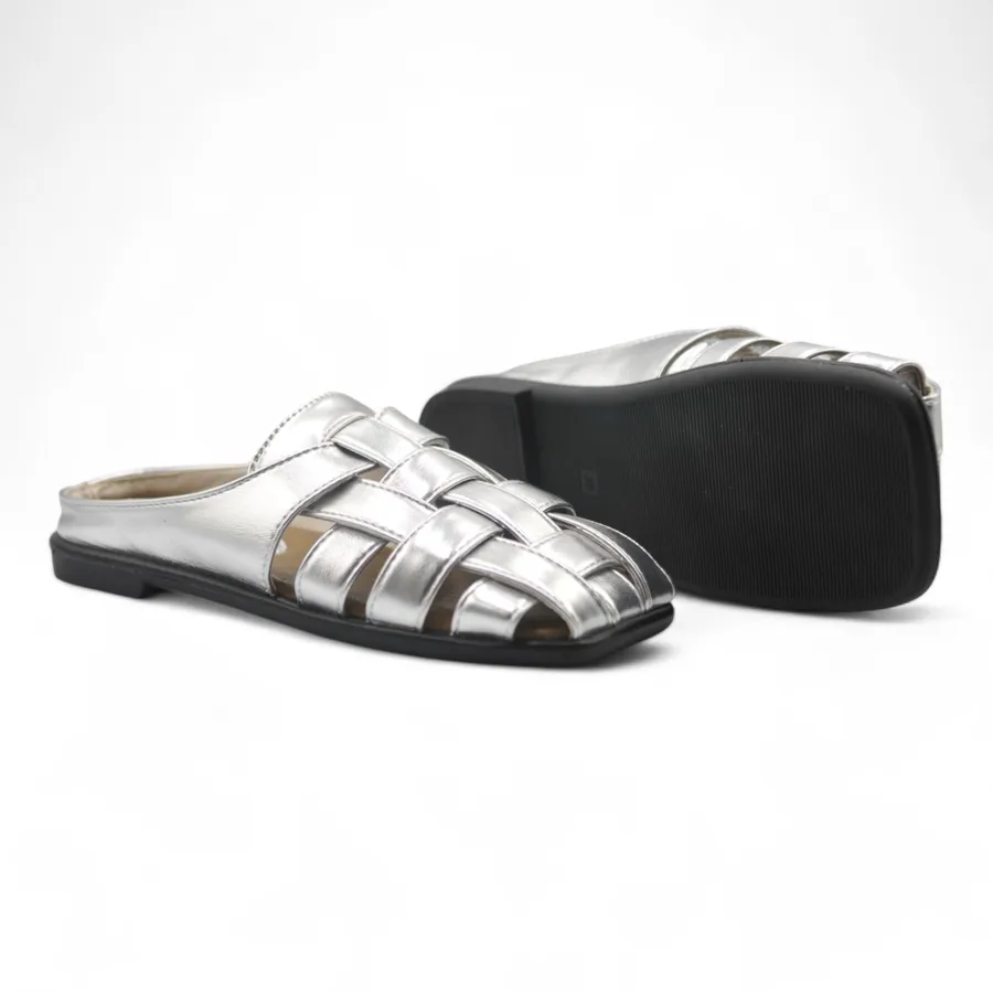 Giày Sục Nữ TGG L1213 Màu Bạc Da Mềm Size 37