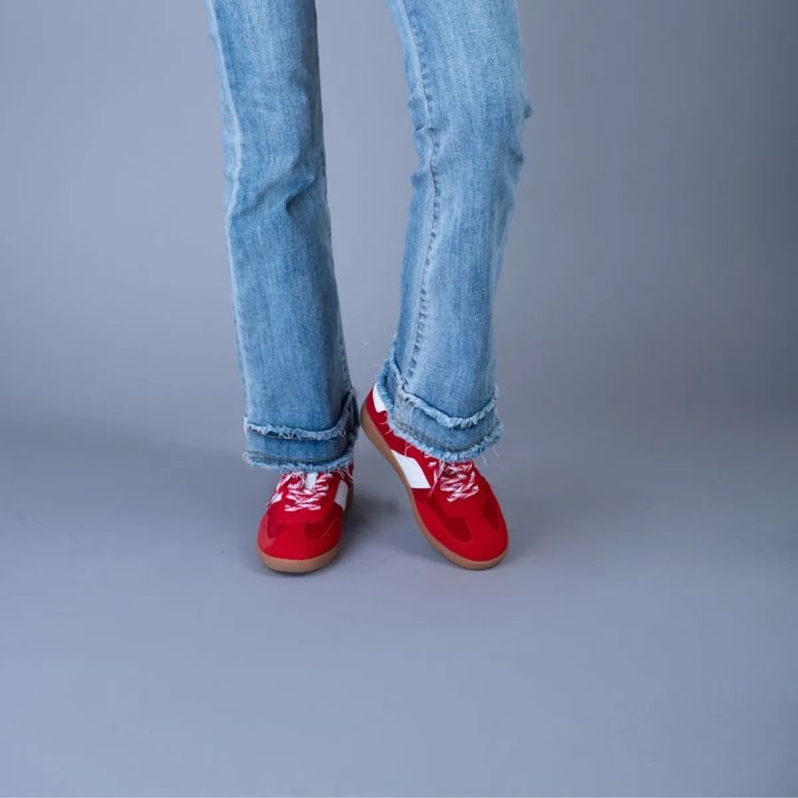 Giày Thể Thao Nữ TGG D066-8 Màu Đỏ Vải Mềm Size 36