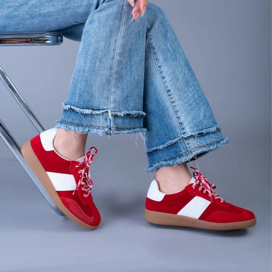 Giày Thể Thao Nữ TGG D066-8 Màu Đỏ Vải Mềm Size 36