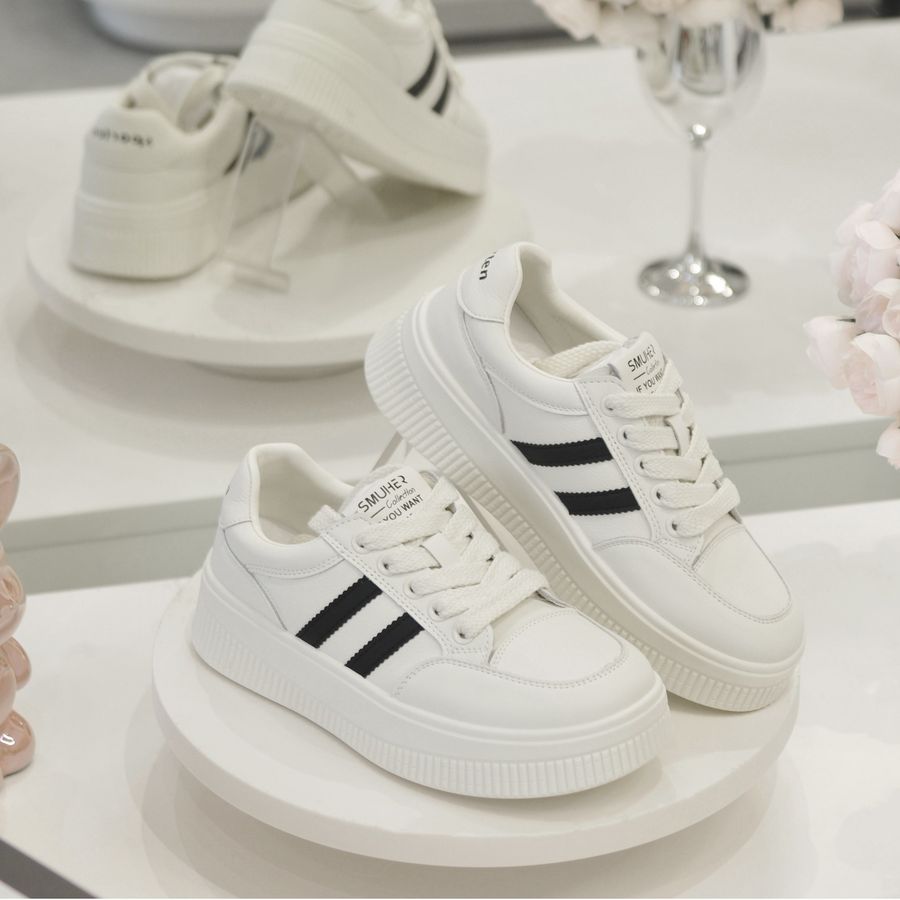 Giày thể thao TGG 520 Da Mềm Màu Trắng Phối Đen Size 40