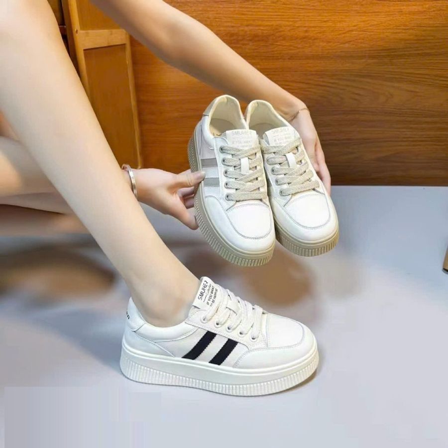 Giày thể thao TGG 520 Da Mềm Màu Trắng Phối Đen Size 40