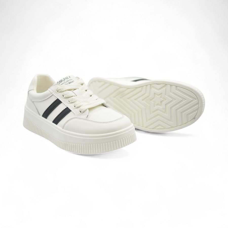 Giày thể thao TGG 520 Da Mềm Màu Trắng Phối Đen Size 40