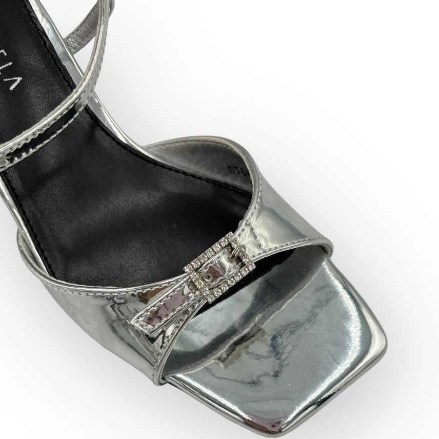 Sandal Cao Gót Nữ TGG ST8-332 Màu Bạc Da Mềm Size 36