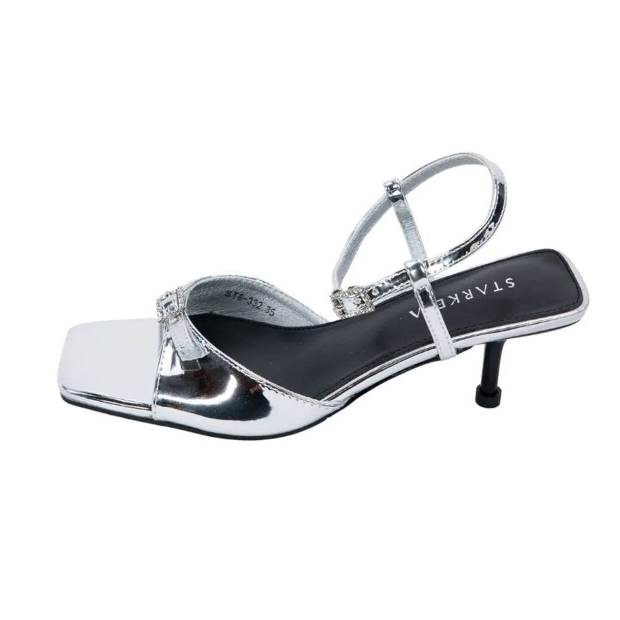Sandal Cao Gót Nữ TGG ST8-332 Màu Bạc Da Mềm Size 36