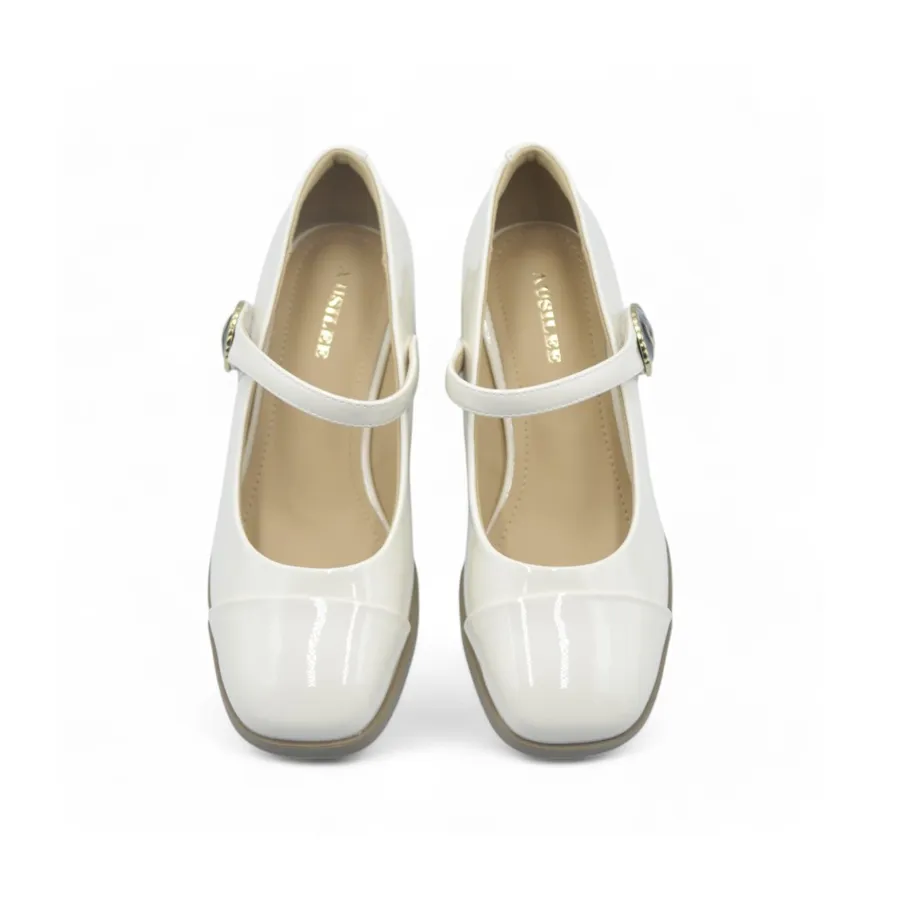 Giày Búp Bê Nữ TGG 2832 Màu Trắng Da Bóng Size 39