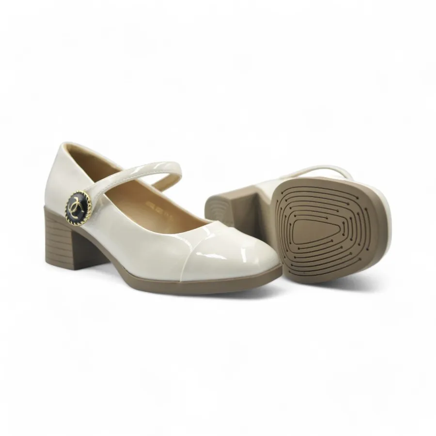 Giày Búp Bê Nữ TGG 2832 Màu Trắng Da Bóng Size 39