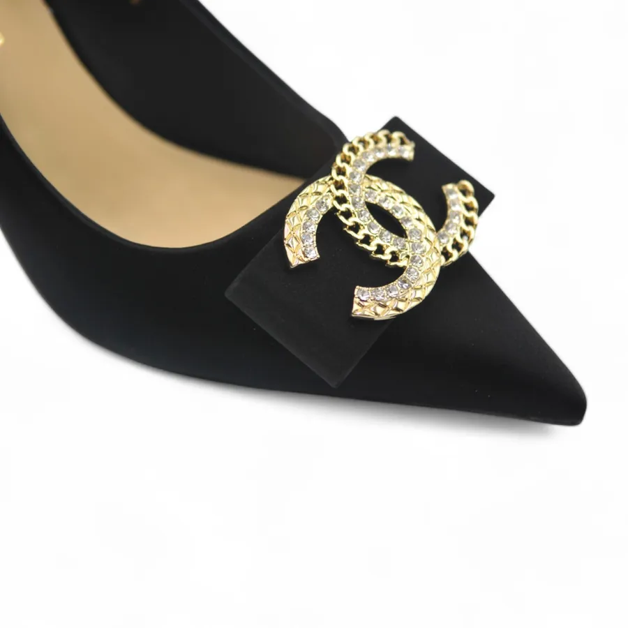 Giày Cao Gót Nữ TGG 528-53 Màu Đen Da Lụa Size 36