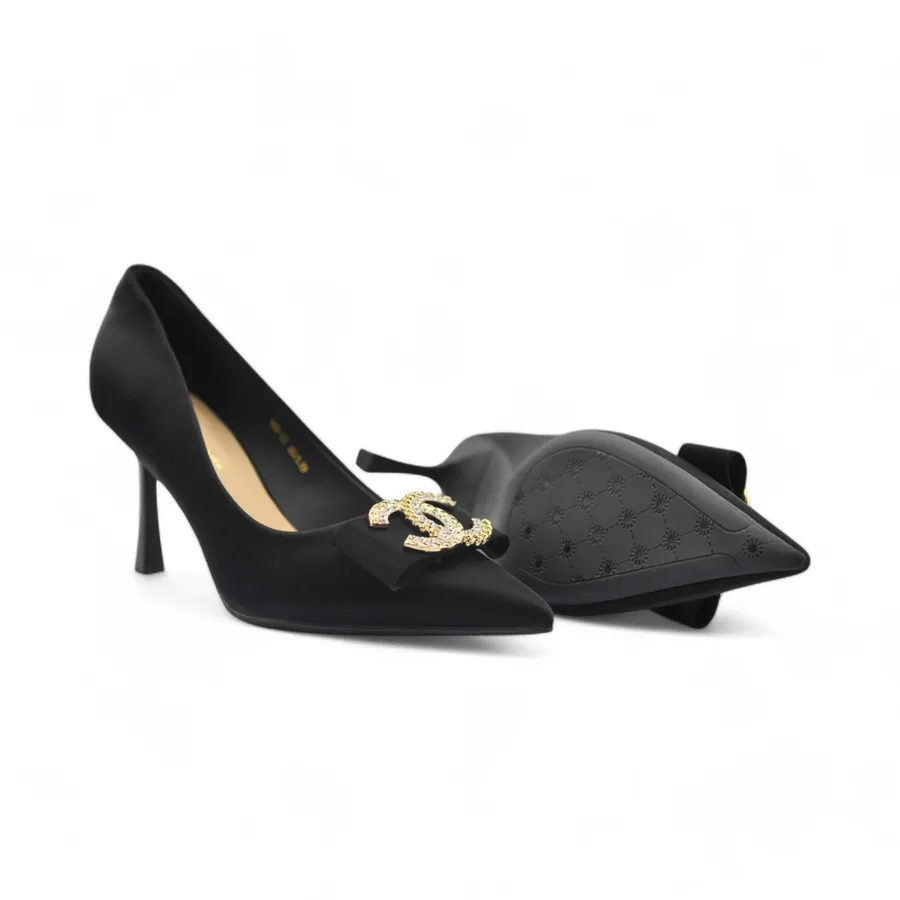 Giày Cao Gót Nữ TGG 528-53 Màu Đen Da Lụa Size 36