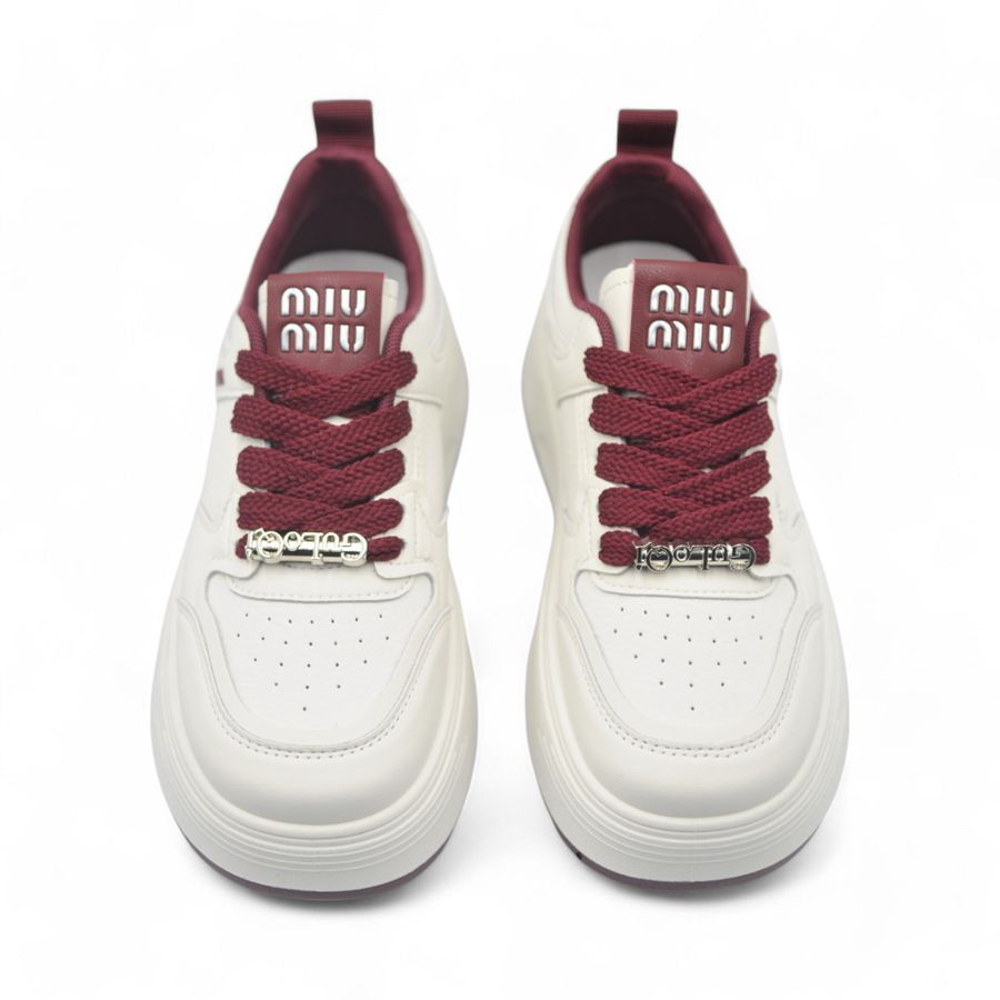 Giày Thể Thao Nữ TGG K833 Đỏ Miu Miu Da Mềm Đế Cao Size 36