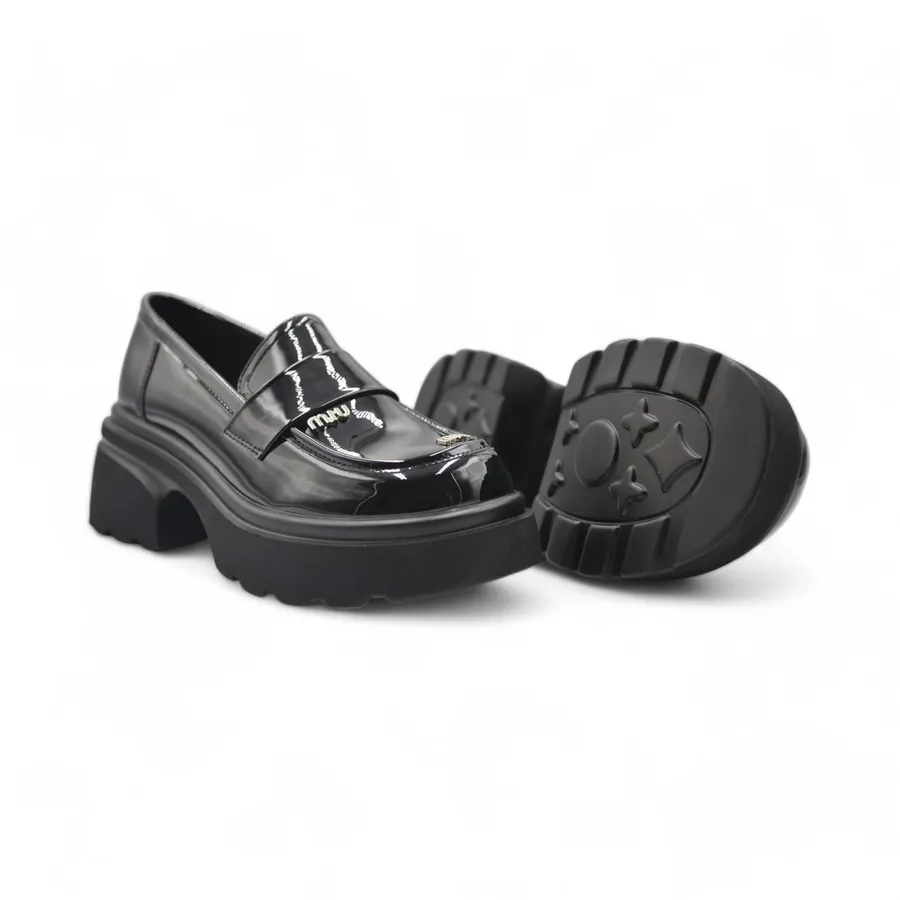 Giày Búp Bê Nữ TGG 1127-1 Da Bóng Màu Đen Size 38