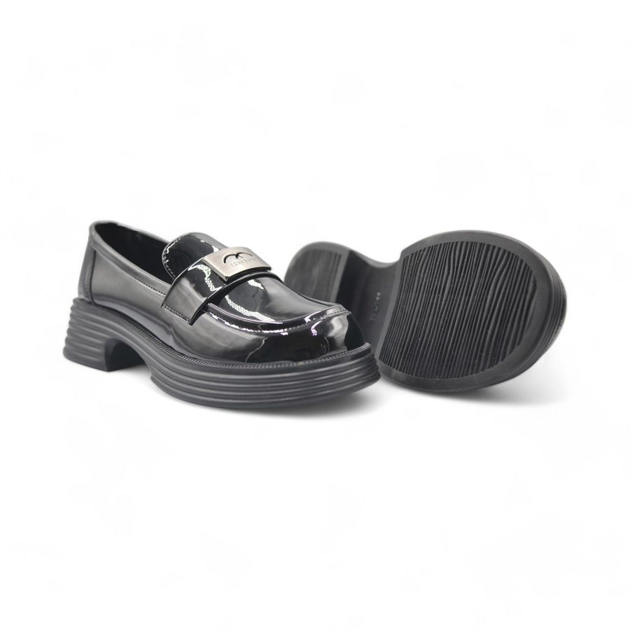 Giày Búp Bê Nữ TGG 1201-3J Da Bóng Màu Đen Size 35