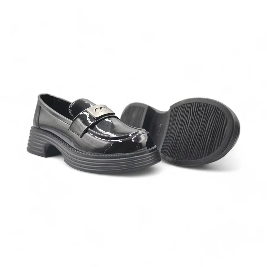 Giày Búp Bê Nữ TGG 1201-3J Da Bóng Màu Đen Size 38