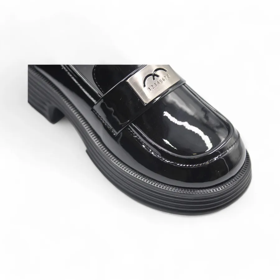 Giày Búp Bê Nữ TGG 1201-3J Da Bóng Màu Đen Size 38