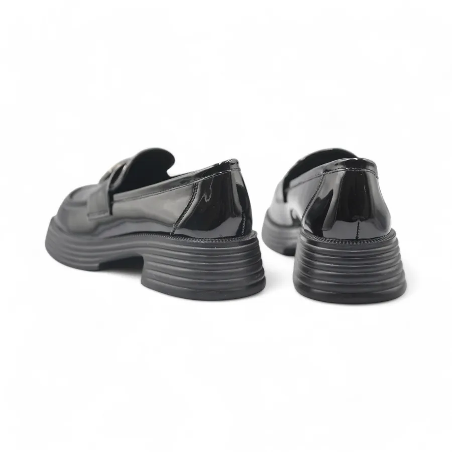 Giày Búp Bê Nữ TGG 1201-3J Da Bóng Màu Đen Size 38