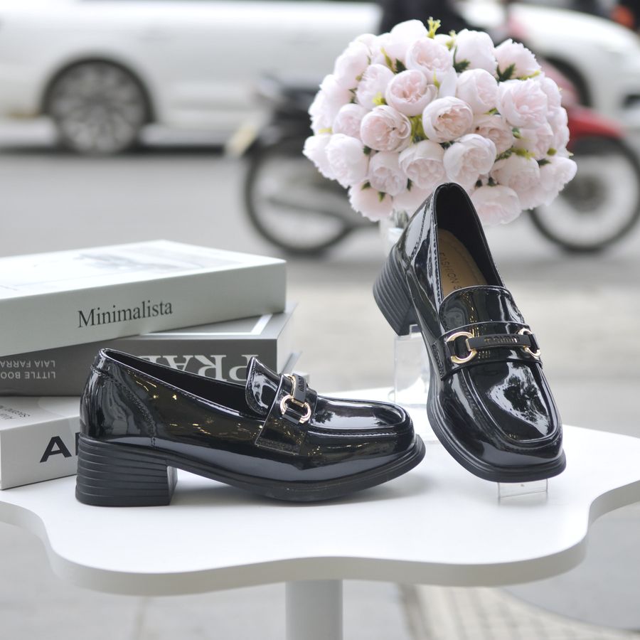 Giày Búp Bê Nữ TGG 182 Da Bóng Màu Đen Size 36