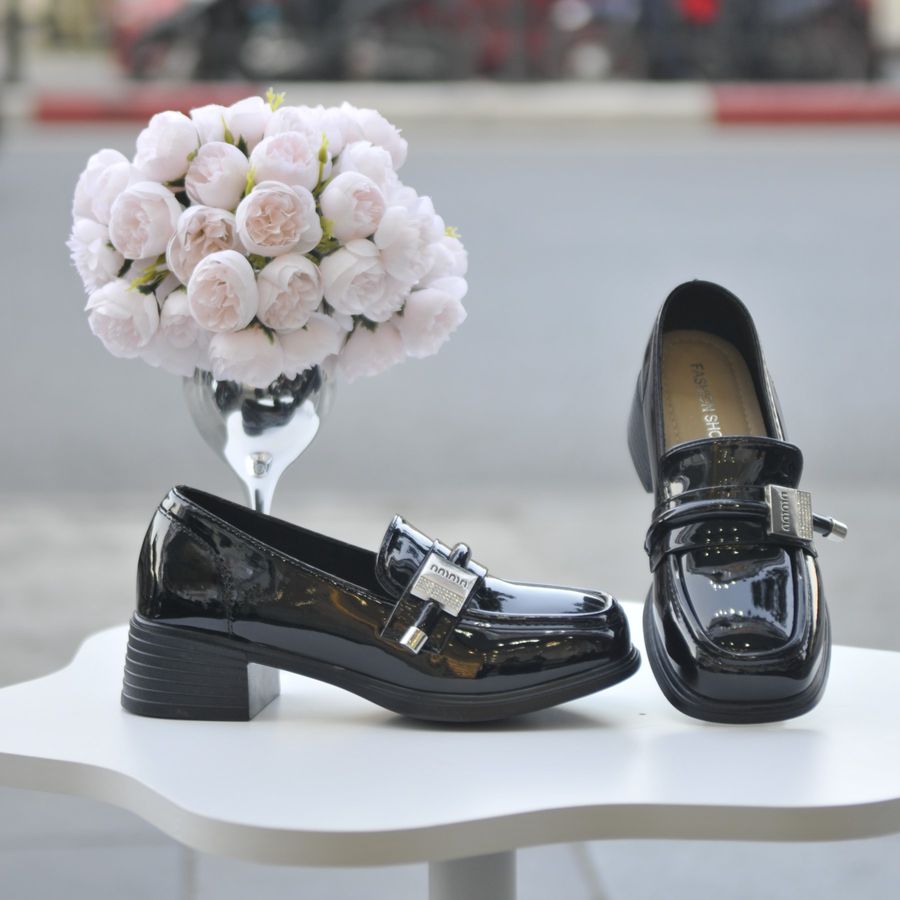 Giày Búp Bê Nữ TGG 186 Da Bóng Màu Đen Size 36