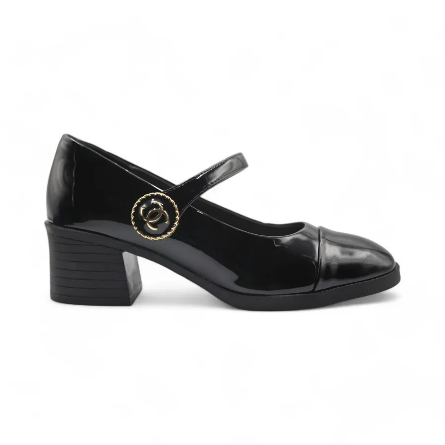 Giày Búp Bê Nữ TGG 2832 Màu Đen Da Bóng Size 35