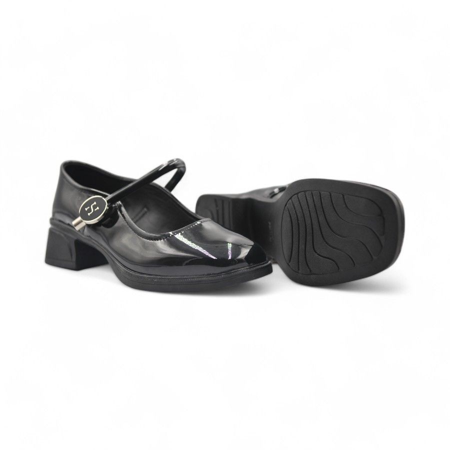 Giày Búp Bê Nữ TGG 5515 Da Bóng Màu Đen Size 37