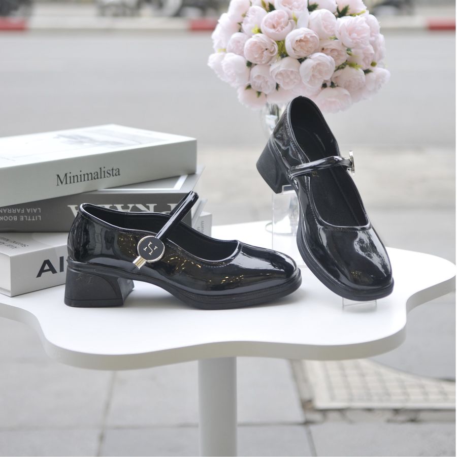 Giày Búp Bê Nữ TGG 5515 Da Bóng Màu Đen Size 37