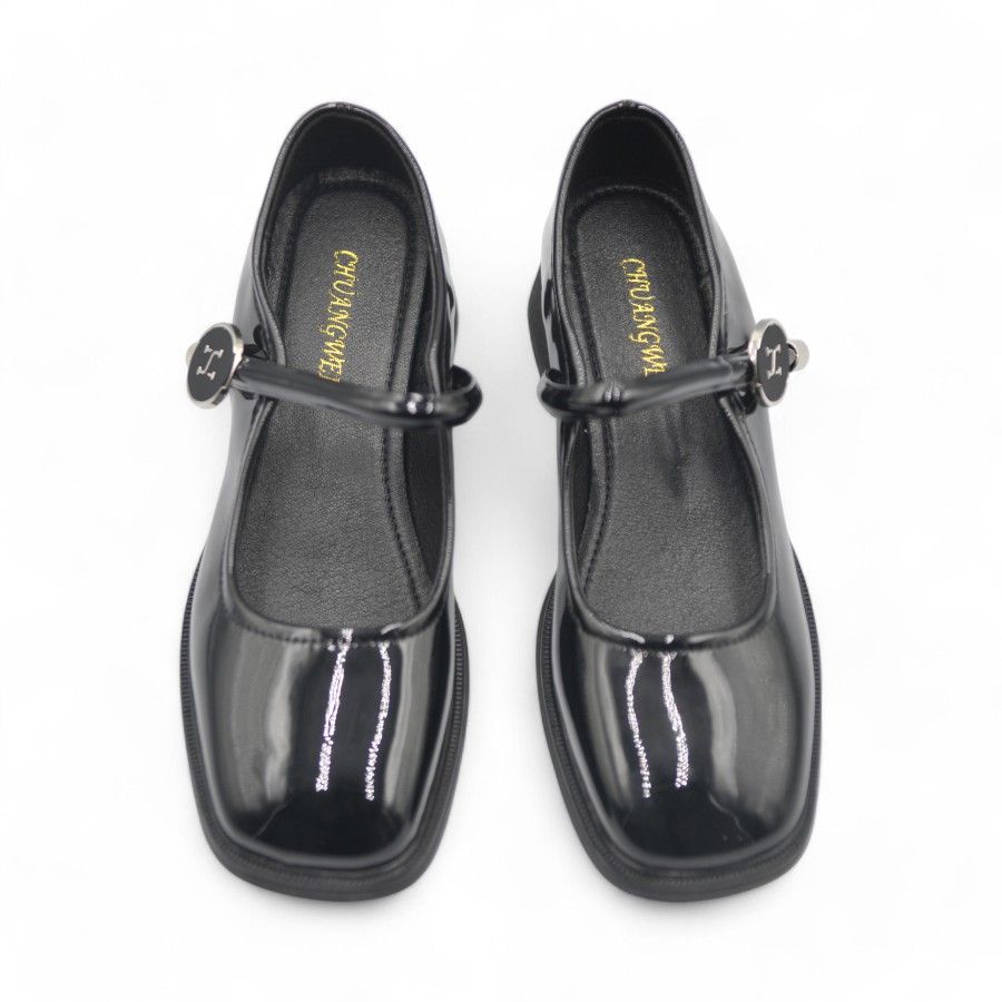 Giày Búp Bê Nữ TGG 5515 Da Bóng Màu Đen Size 37