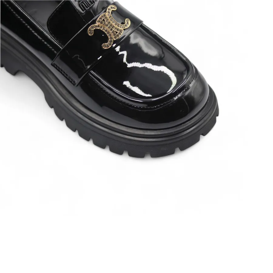 Giày Búp Bê Nữ TGG 6032-2 Da Bóng Màu Đen Size 35