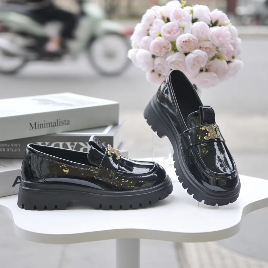 Giày Búp Bê Nữ TGG 6032-2 Da Bóng Màu Đen Size 35