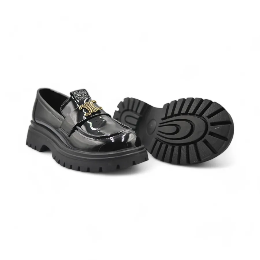 Giày Búp Bê Nữ TGG 6032-2 Da Bóng Màu Đen Size 35