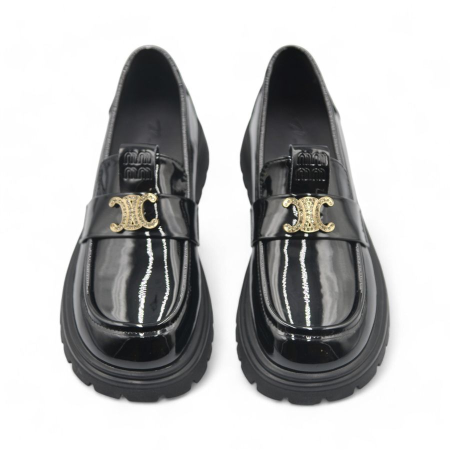 Giày Búp Bê Nữ TGG 6032-2 Da Bóng Màu Đen Size 38