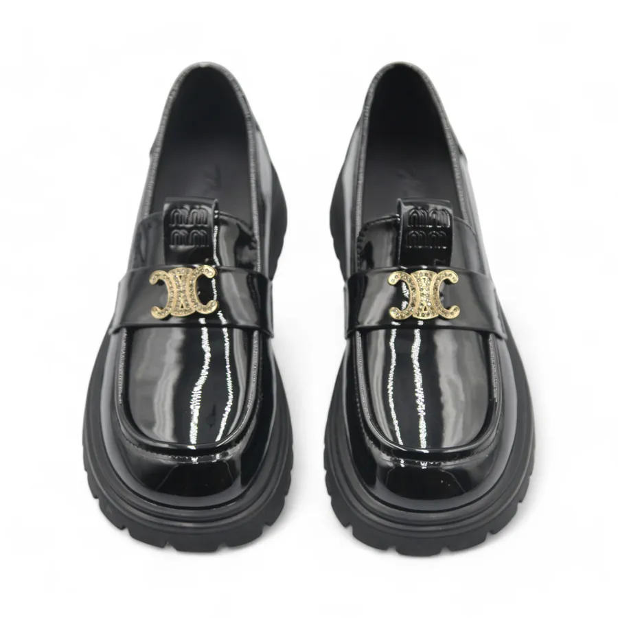 Giày Búp Bê Nữ TGG 6032-2 Da Bóng Màu Đen Size 39