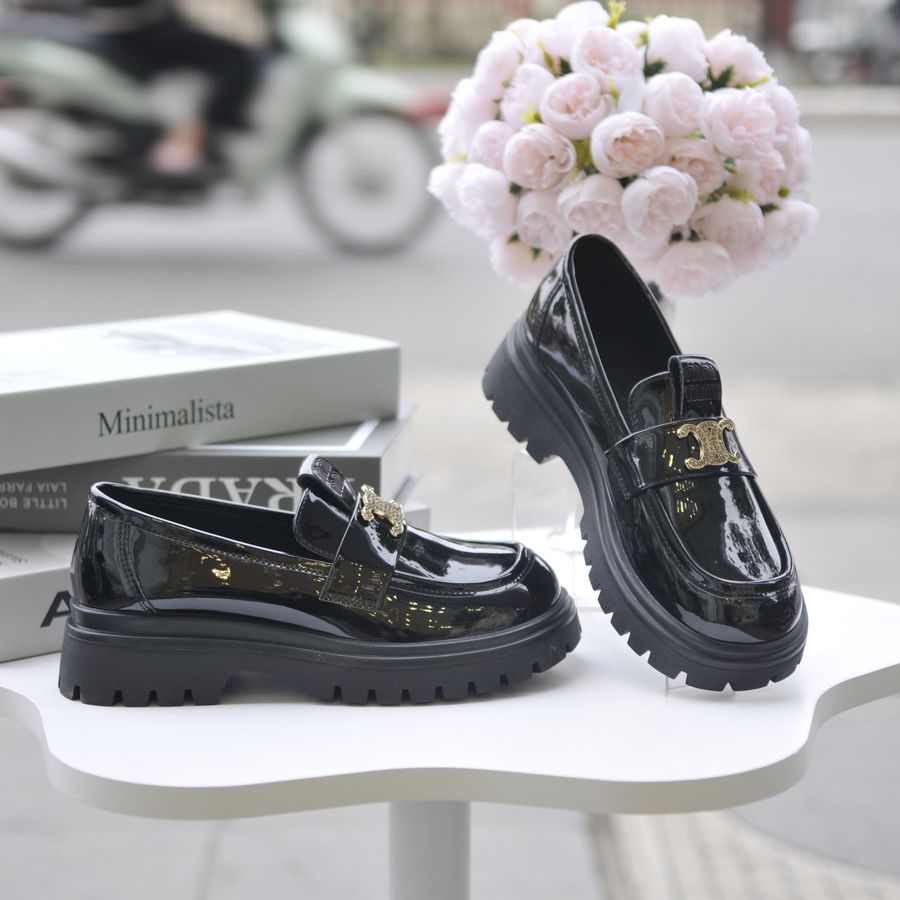 Giày Búp Bê Nữ TGG 6032-2 Da Bóng Màu Đen Size 39