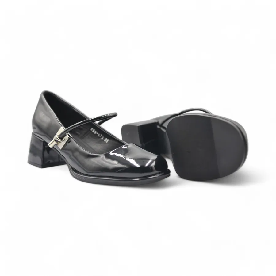 Giày Búp Bê Nữ TGG 666-A79 Màu Đen Da Bóng Size 36