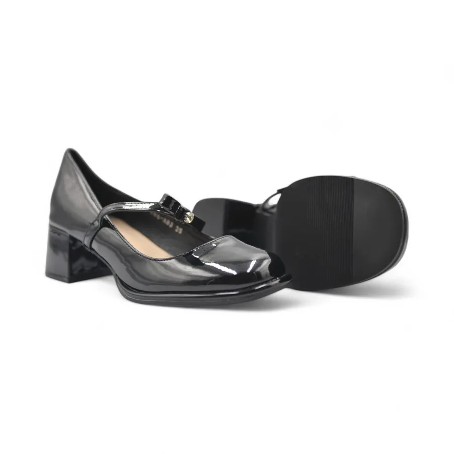 Giày Búp Bê Nữ TGG 666-A83 Da Bóng Màu Đen Size 35
