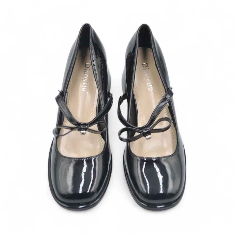 Giày Búp Bê Nữ TGG 666-A83 Da Bóng Màu Đen Size 35
