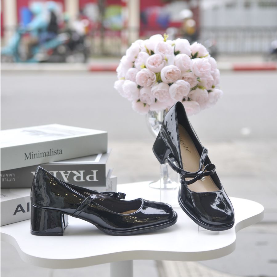 Giày Búp Bê Nữ TGG 666-A83 Da Bóng Màu Đen Size 37