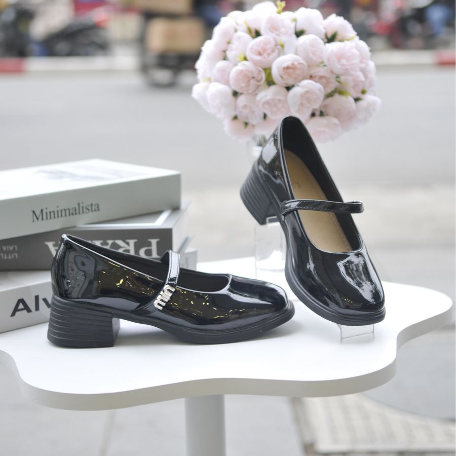Giày Búp Bê Nữ TGG 889-13 Da Bóng Màu Đen Size 36