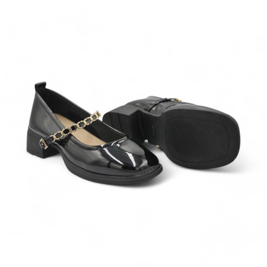 Giày Búp Bê Nữ TGG 998-16 Da Bóng Màu Đen Size 36