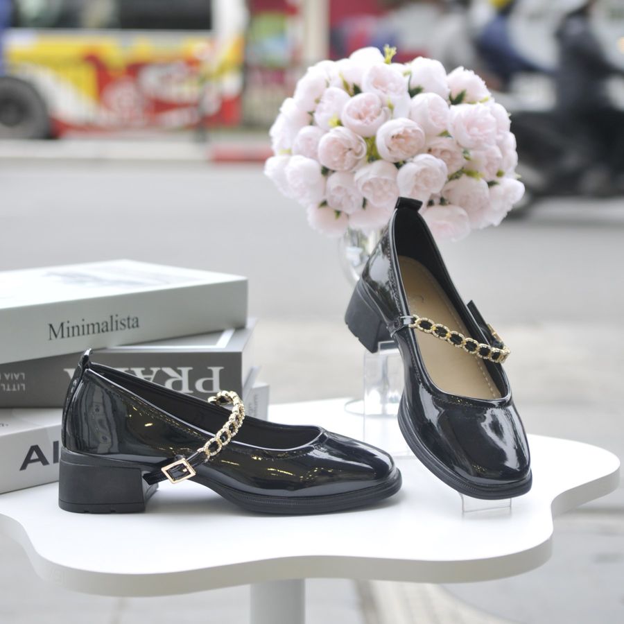 Giày Búp Bê Nữ TGG 998-16 Da Bóng Màu Đen Size 36