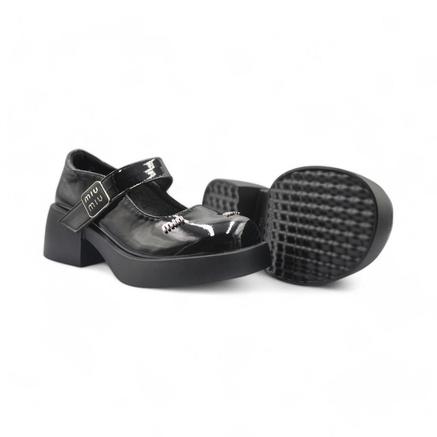 Giày Búp Bê Nữ TGG L006 Da Bóng Màu Đen Size 38