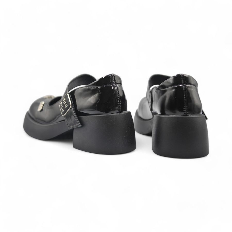 Giày Búp Bê Nữ TGG L006 Da Bóng Màu Đen Size 38