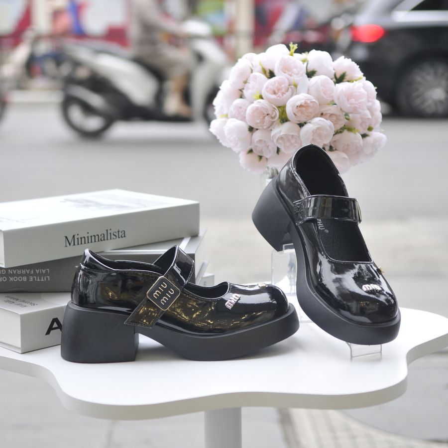 Giày Búp Bê Nữ TGG L006 Da Bóng Màu Đen Size 38