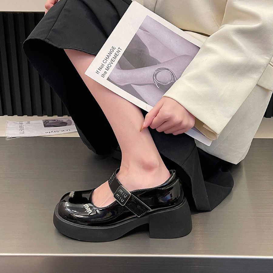 Giày Búp Bê Nữ TGG L006 Da Bóng Màu Đen Size 39