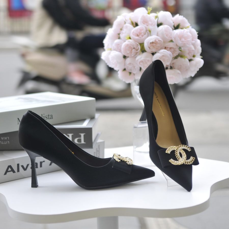 Giày Cao Gót Nữ TGG 528-53 Màu Đen Da Lụa Size 37