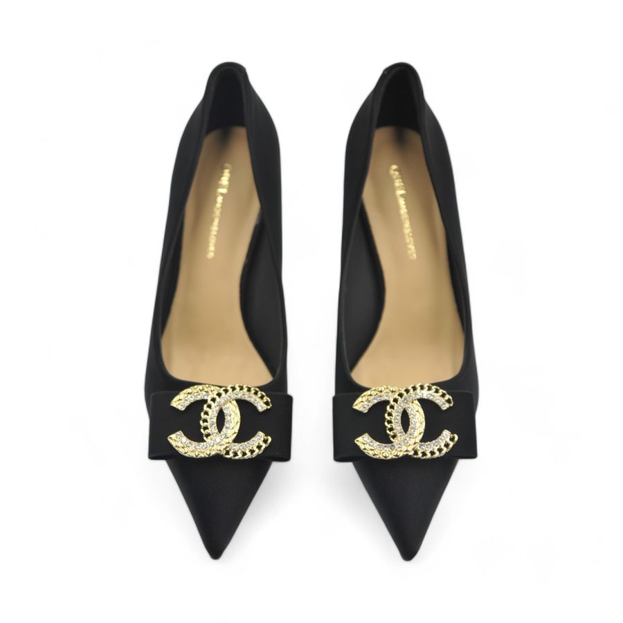 Giày Cao Gót Nữ TGG 528-53 Màu Đen Da Lụa Size 38