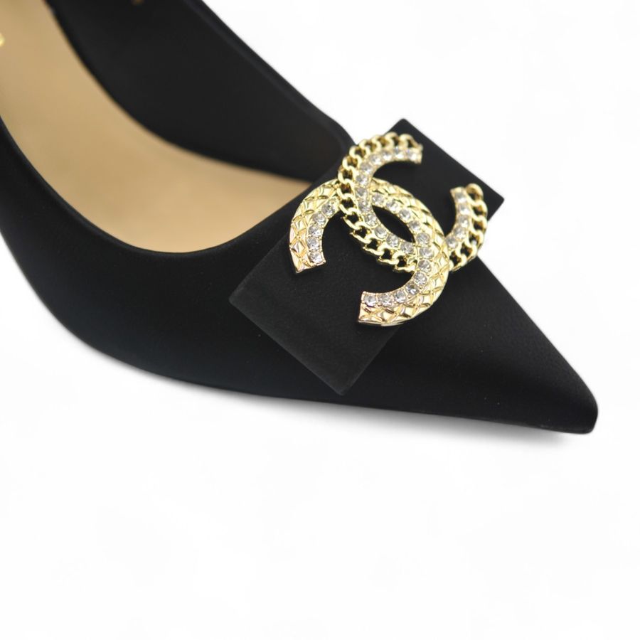 Giày Cao Gót Nữ TGG 528-53 Màu Đen Da Lụa Size 38