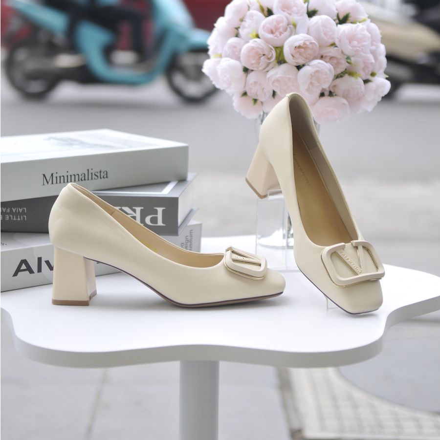 Giày Cao Gót TGG 616-23 Màu Be Da Lì Size 39