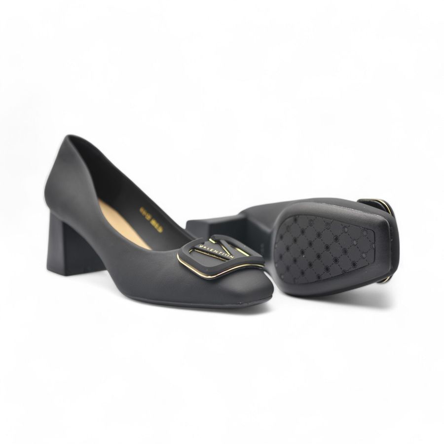 Giày Cao Gót TGG 616-23 Màu Đen Valention Da Lì Size 37
