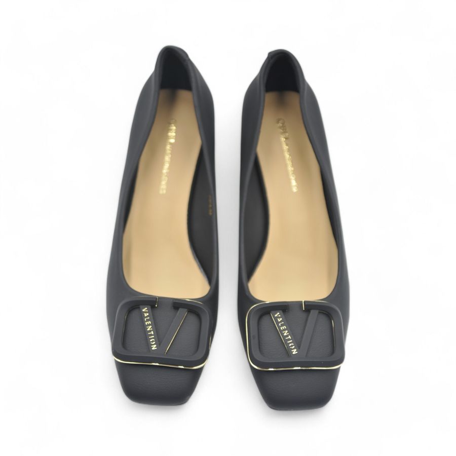 Giày Cao Gót TGG 616-23 Màu Đen Valention Da Lì Size 39
